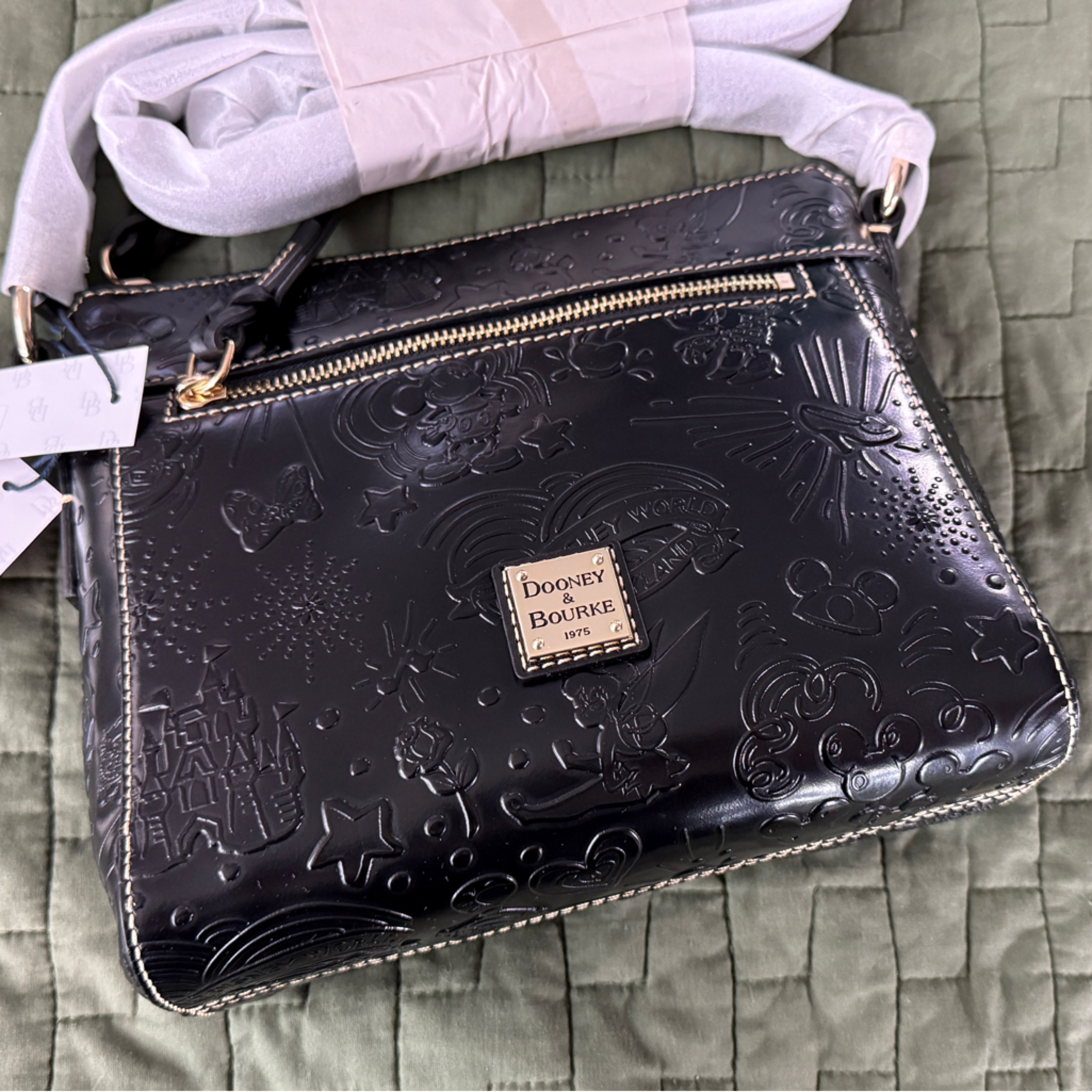 Dooney & Bourke Black Embossed Women's Black Embossed Leather Sketch Crossbody
